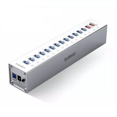 Aluminum 13 Port Multi USB3.0 HUB Splitter with 12V/5A Independent Power Supply 2 Charging Port