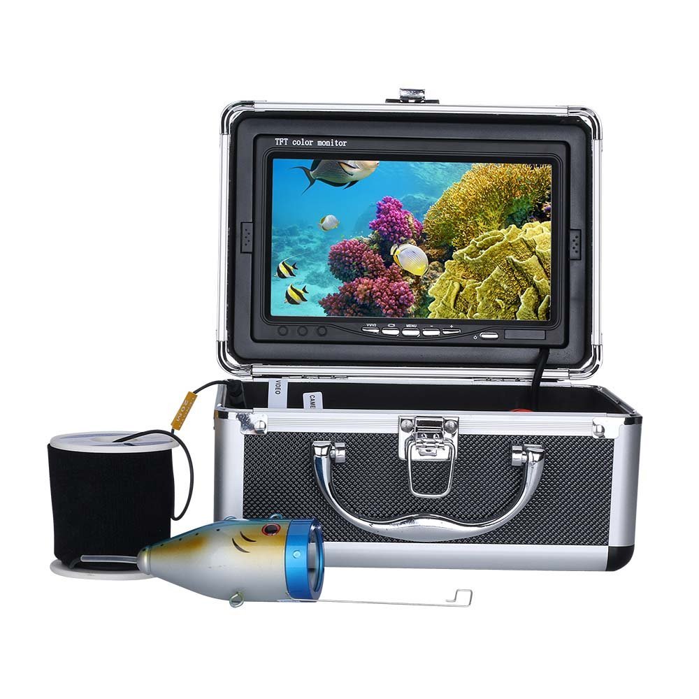7" Inch DVR Recorder 1000TVL Fish Finder Underwater Fishing Camera 15pcs White LEDs for Ice/Sea/River Fishing,30m (30m)