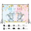 12x8ft Elephant Gender Reveal Backdrop He or She What Will Baby Be Photography Background Boy or Girl Gender Reveal Party Banner Decorations Supplies Photo Booth Props view 2