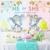 12x8ft Elephant Gender Reveal Backdrop He or She What Will Baby Be Photography Background Boy or Girl Gender Reveal Party Banner Decorations Supplies Photo Booth Props view 3