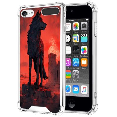 KOLHUBI Clear Phone Case for iPod Touch 7 Designer Wolf Art-aa2 Exquisite Pattern Design Shock-Resistant Anti-Fall Protective Transparent Shell for iPod Touch 7