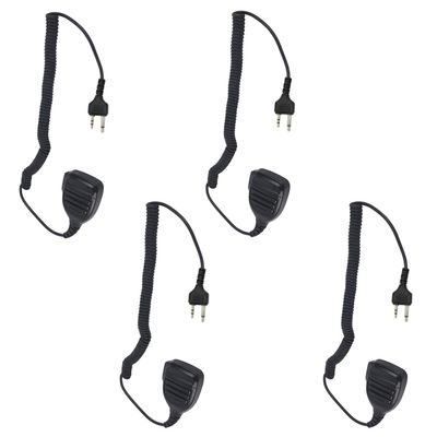 Pdflie Walkie Talkie Shoulder Mic Remote Hands Free External Speaker Microphone Collar Lapel Ptt Mic for Midland 2 Pin Two Way Radios gmrs gxt lxt frs(Black,Wired,4Pack,IP54 Waterproof)