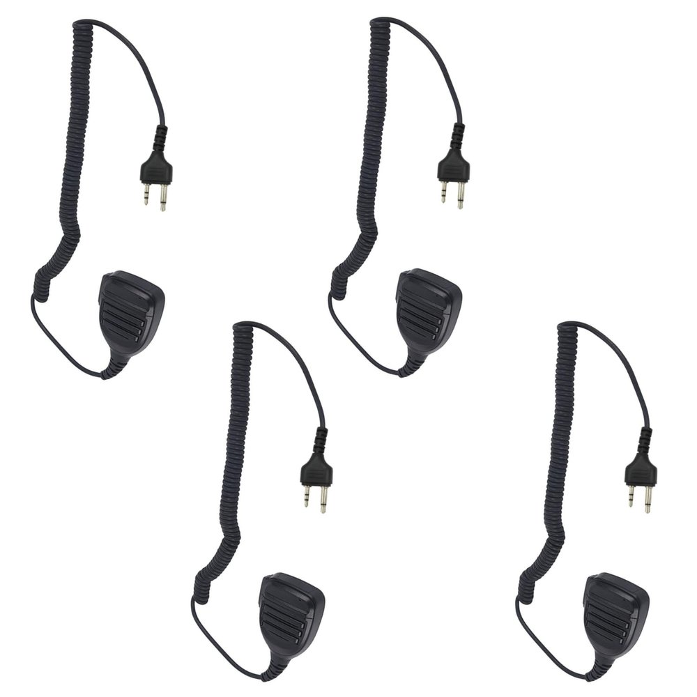 Pdflie Walkie Talkie Shoulder Mic Remote Hands Free External Speaker Microphone Collar Lapel Ptt Mic for Midland 2 Pin Two Way Radios gmrs gxt lxt frs(Black,Wired,4Pack,IP54 Waterproof)