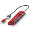 4 Port USB Hub + Red USB Hub w/USB C Adapter view 3