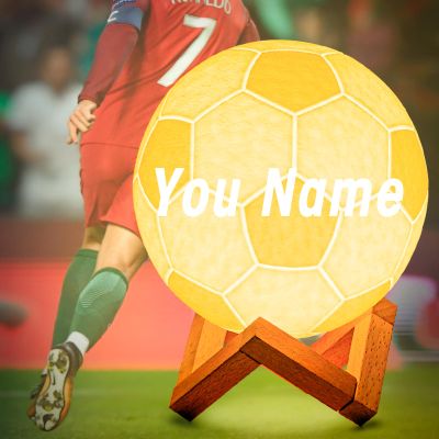 Soccer Night Light Ball Lamp for Kids Room with Remote Control 16 Colors Changing Sport Fan Room Decoration Graduation Gifts for Dad Boys Toys,Girls,Soccer Lover (D: 5.9 inches Personalized)