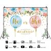 20x10ft Gender Reveal Backdrop He or She Pink or Blue Flowers Photography Background Boy or Girl What Will Baby Be Banner Decorations Party Supplies Photo Booth Props view 2