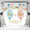 20x10ft Gender Reveal Backdrop He or She Pink or Blue Flowers Photography Background Boy or Girl What Will Baby Be Banner Decorations Party Supplies Photo Booth Props view 4