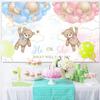 10x8ft Bear Gender Reveal Backdrop Baby Boy or Girl Pink or Blue Balloons Photography Background What Will Baby Be Banner Decorations Party Supplies Photo Booth Props view 3