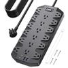 18 Widely Outlets Power Strip, SUPERDANNY Surge Protector with 4 USB Ports, 15FT Flat Plug Heavy Duty Extension Cord, 2100J, 1875W/15A, Wall Mount Holes for Home, Office, Dorm, Black view 1