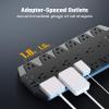 18 Widely Outlets Power Strip, SUPERDANNY Surge Protector with 4 USB Ports, 15FT Flat Plug Heavy Duty Extension Cord, 2100J, 1875W/15A, Wall Mount Holes for Home, Office, Dorm, Black view 3