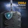 18 Widely Outlets Power Strip, SUPERDANNY Surge Protector with 4 USB Ports, 15FT Flat Plug Heavy Duty Extension Cord, 2100J, 1875W/15A, Wall Mount Holes for Home, Office, Dorm, Black view 4