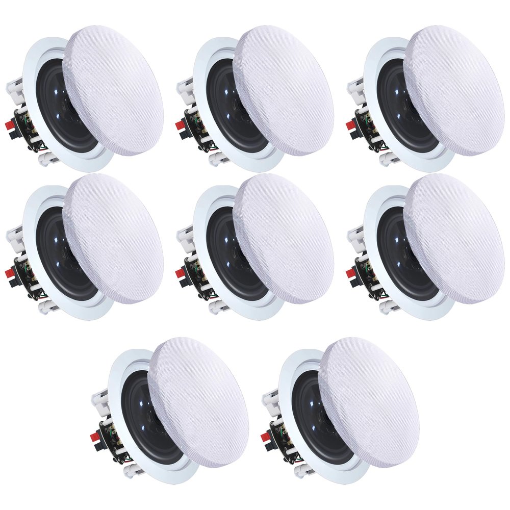 Vaiyer Set of 8-6.5 Inch 200 Watts Each Ceiling Speakers, Flush Mount in-Wall in-Ceiling 2-Way Mid Bass Woofer Speakers w/Titanium Tweeter - for Home, Office, Kitchen, Living Room