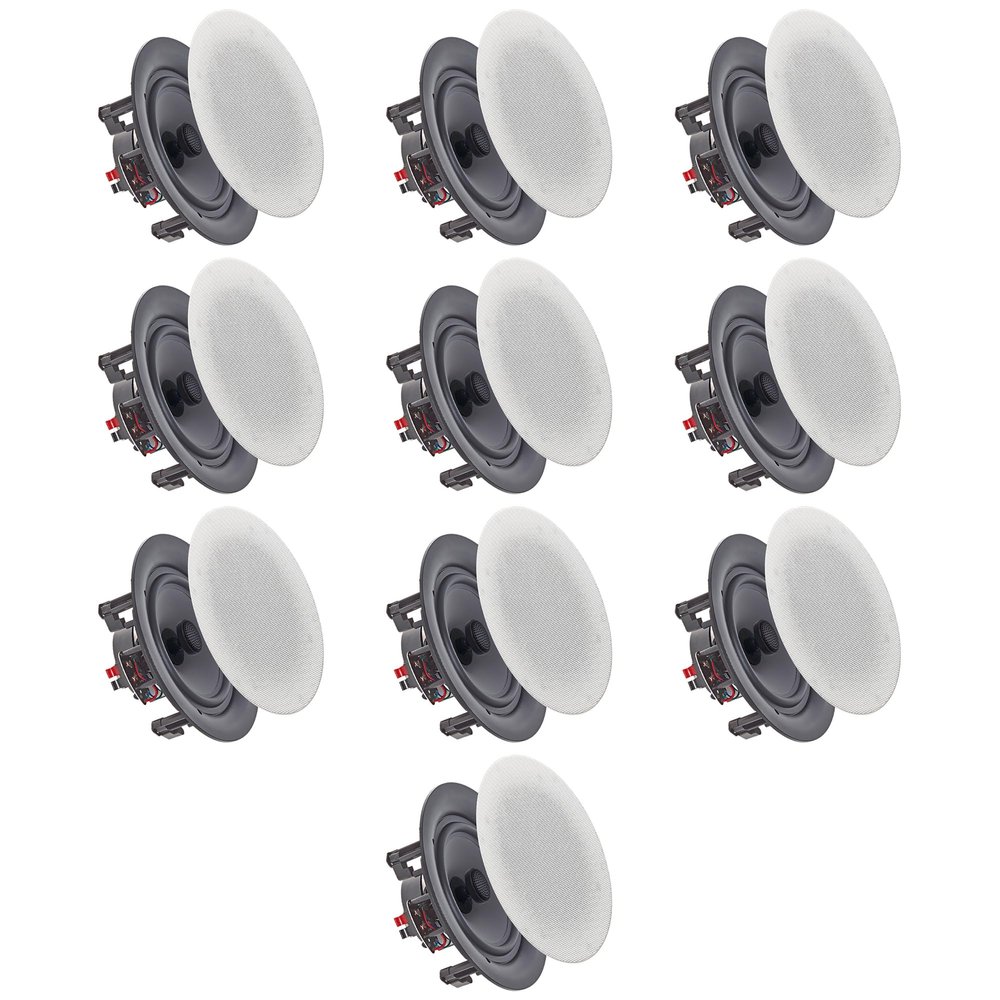 Vaiyer Set of 10 Frameless 6.5 Inch 8 Ohm 200 Watts Speakers, Flush Mount in-Wall in-Ceiling 2-Way Mid Bass Woofer Speaker - Perfect for Home, Office, Kitchen, Living Room