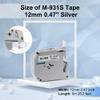 10 Pack Compatible M Tape for Brother P Touch Label Maker Tape 12mm 0.47 Inch, Black on White, Black on Silver view 3