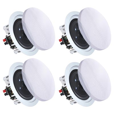 Vaiyer Set of 4 6.5 Inch 8 Ohm 200 Watts Ceiling Speakers, Flush Mount in-Wall in-Ceiling 2-Way Mid Bass Woofer Speakers with 60Hz20kHz Frequency, Titanium Dome Tweeter - Perfect for Office