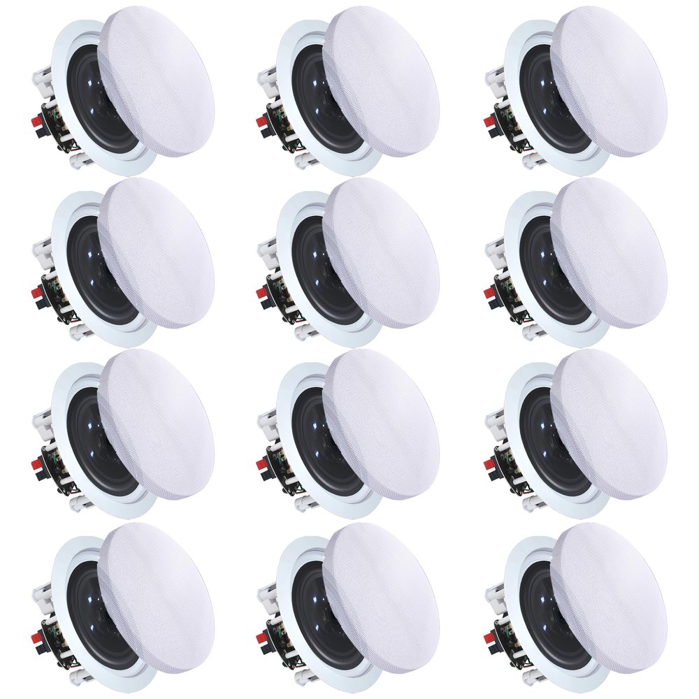 Vaiyer Set of 12 5.25 Inch 8 Ohm 175 Watts Ceiling Speakers, Flush Mount in-Wall in-Ceiling 2-Way Mid Bass Woofer Speakers with Titanium Dome Tweeter - Perfect for Home, Office