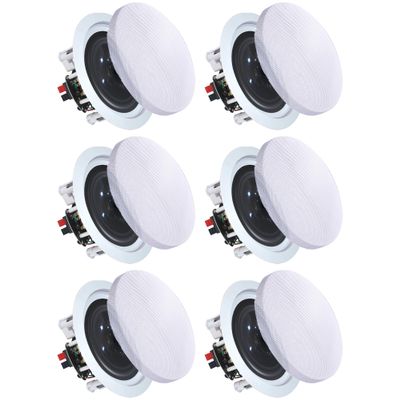 Vaiyer Set of 6 5.25 Inch 8 Ohm 175 Watts Ceiling Speakers, Flush Mount in-Wall in-Ceiling 2-Way Mid Bass Woofer Speakers with Titanium Dome Tweeter - Perfect for Home, Office