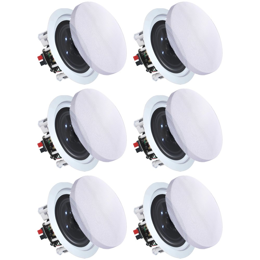 Vaiyer Set of 6 5.25 Inch 8 Ohm 175 Watts Ceiling Speakers, Flush Mount in-Wall in-Ceiling 2-Way Mid Bass Woofer Speakers with Titanium Dome Tweeter - Perfect for Home, Office