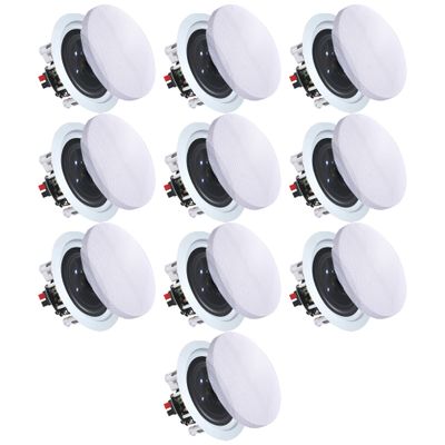 Vaiyer Set of 10 5.25 Inch 8 Ohm 175 Watts Ceiling Speakers, Flush Mount in-Wall in-Ceiling 2-Way Mid Bass Woofer Speakers - Perfect for Home, Office