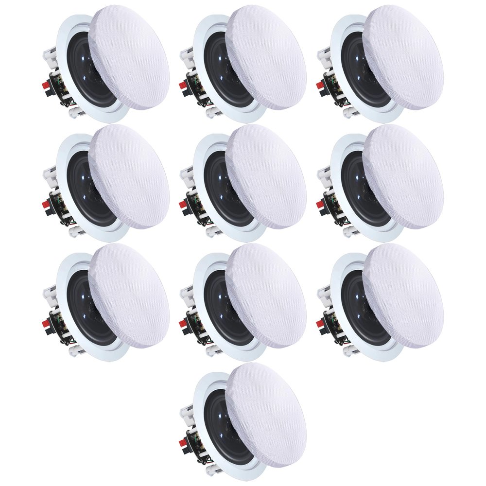Vaiyer Set of 10 5.25 Inch 8 Ohm 175 Watts Ceiling Speakers, Flush Mount in-Wall in-Ceiling 2-Way Mid Bass Woofer Speakers - Perfect for Home, Office