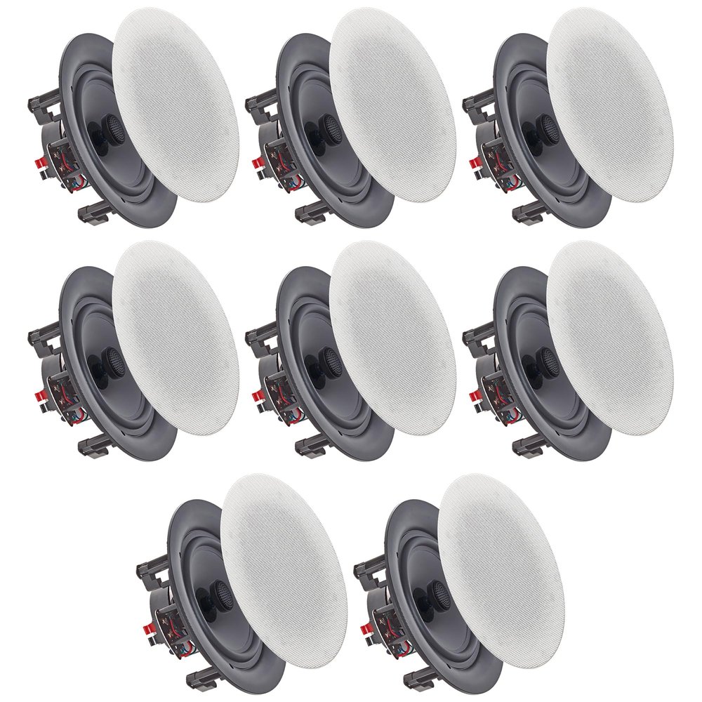 Vaiyer Set of 8 5.25 Inch 8 Ohm 175 Watts Speakers, Flush Mount in-Wall in-Ceiling 2-Way Mid Bass Woofer Speaker - Perfect for Home, Office, Kitchen, Living Room