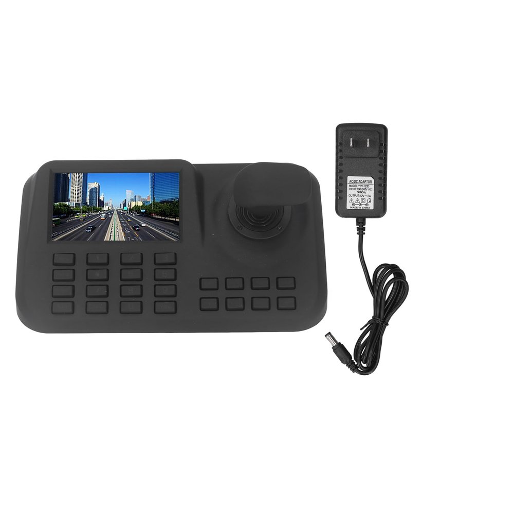 PTZ Camera Controller, 5 Inch HD Display, 3D Joystick, Network Camera Control Keyboard, Compatible with Most IP Cameras, Simple Operation, Versatile Application (US Plug AC100 to