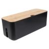 Alipis Plastic Cord Organizer with Wooden Cover for Home Office and Living Room Easy Cable Storage for Wires and Adapters view 1