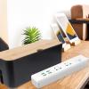 Alipis Plastic Cord Organizer with Wooden Cover for Home Office and Living Room Easy Cable Storage for Wires and Adapters view 3