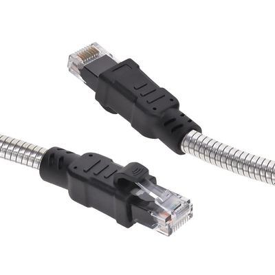InstallerParts Stainless Steel Armored Cat.6A Patch Cable 24AWG 7.8mm Cable Diameter, Outdoor, Waterproof, UV Resistant, Enhanced Durability, 50 Ft, 5-Pack