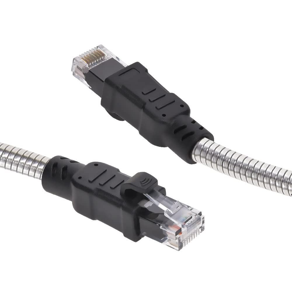 InstallerParts Stainless Steel Armored Cat.6A Patch Cable 24AWG 7.8mm Cable Diameter, Outdoor, Waterproof, UV Resistant, Enhanced Durability, 50 Ft, 5-Pack