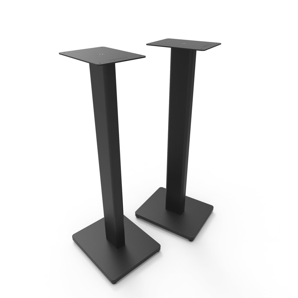Kanto ST28 28 Universal Floor Speaker Stands for Bookshelf Speakers up to 30 lbs | Improved Sound | Hidden Cable Management | Timeless Design, | Pair | Black Steel w/Black MDF Base