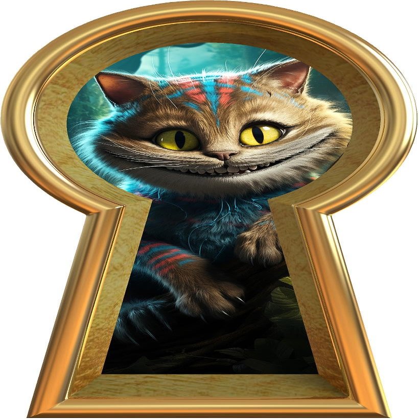 16" Keyhole Wall Decal Cheshire Cat Sitting in Tree Kids Room Wall Decor Peel & Stick Removable Fabric Wall Sticker 16" x 9"