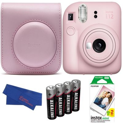 Fujifilm INSTAX MINI 12 Instant Film Camera Bundle, Includes: INSTAX Mini Film (20 Exposures), INSTAX Mini 12 Case and More (5 Items) (Blossom Pink)
