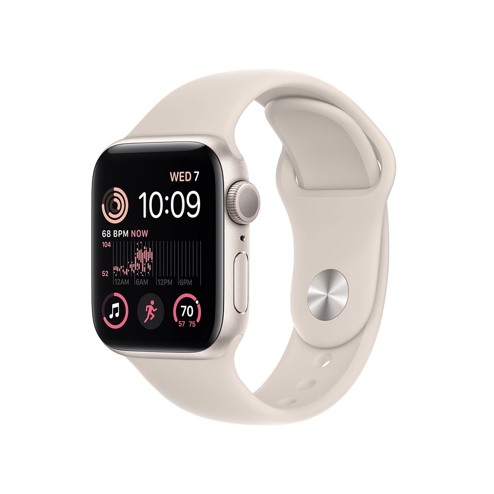 Apple Watch SE (2nd Gen) (GPS, 40mm) - Starlight Aluminum Case with Starlight Sport Band, M/L (Renewed Premium)