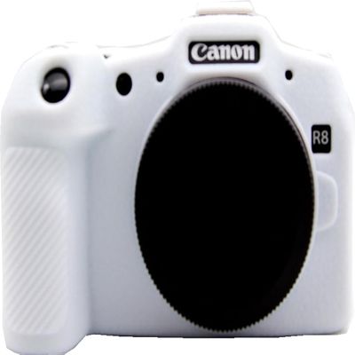 R8 Camera Case, BMAOLLONGB Fullbody Thin Lightweight Silicone Camera Skin Body Rubber Cover Case for Canon Eos R8 (White)