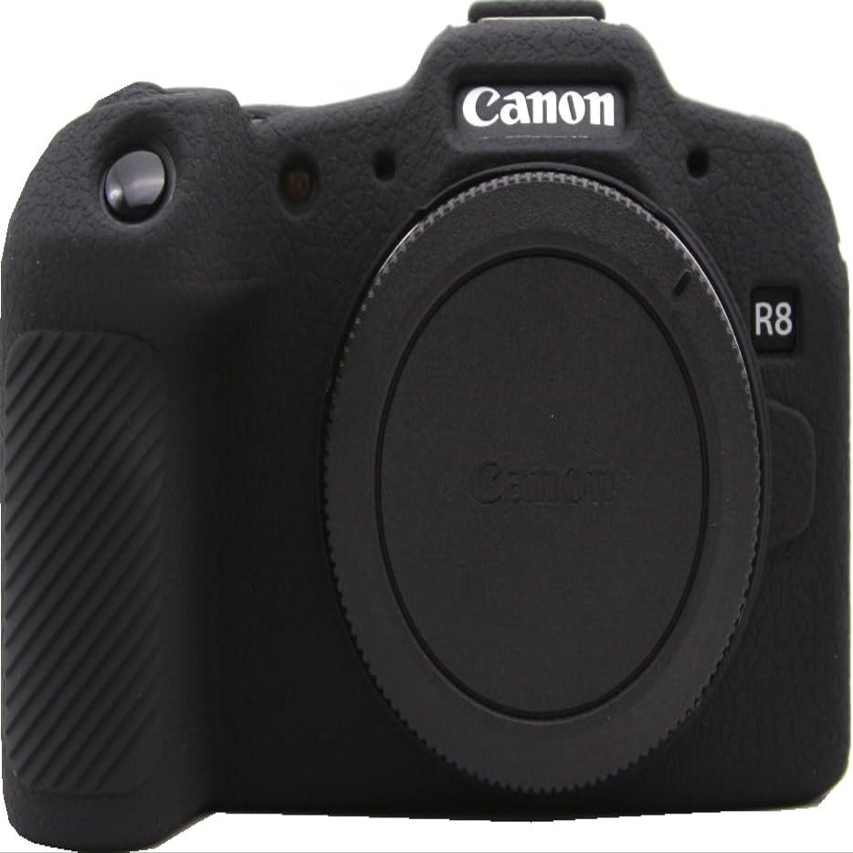 R8 Camera Case, BMAOLLONGB Fullbody Thin Lightweight Silicone Camera Skin Body Rubber Cover Case for Canon Eos R8 (Black)