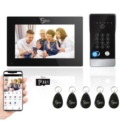 WiFi Video Door Phone Apartment Intercom System,7 Inch Touch Screen Monitor with Wired 1080P doorbell, 5 in 1 Unlock, Support Fingerprints, RFID Cards, Passwords for Home Villa Tuya,32G
