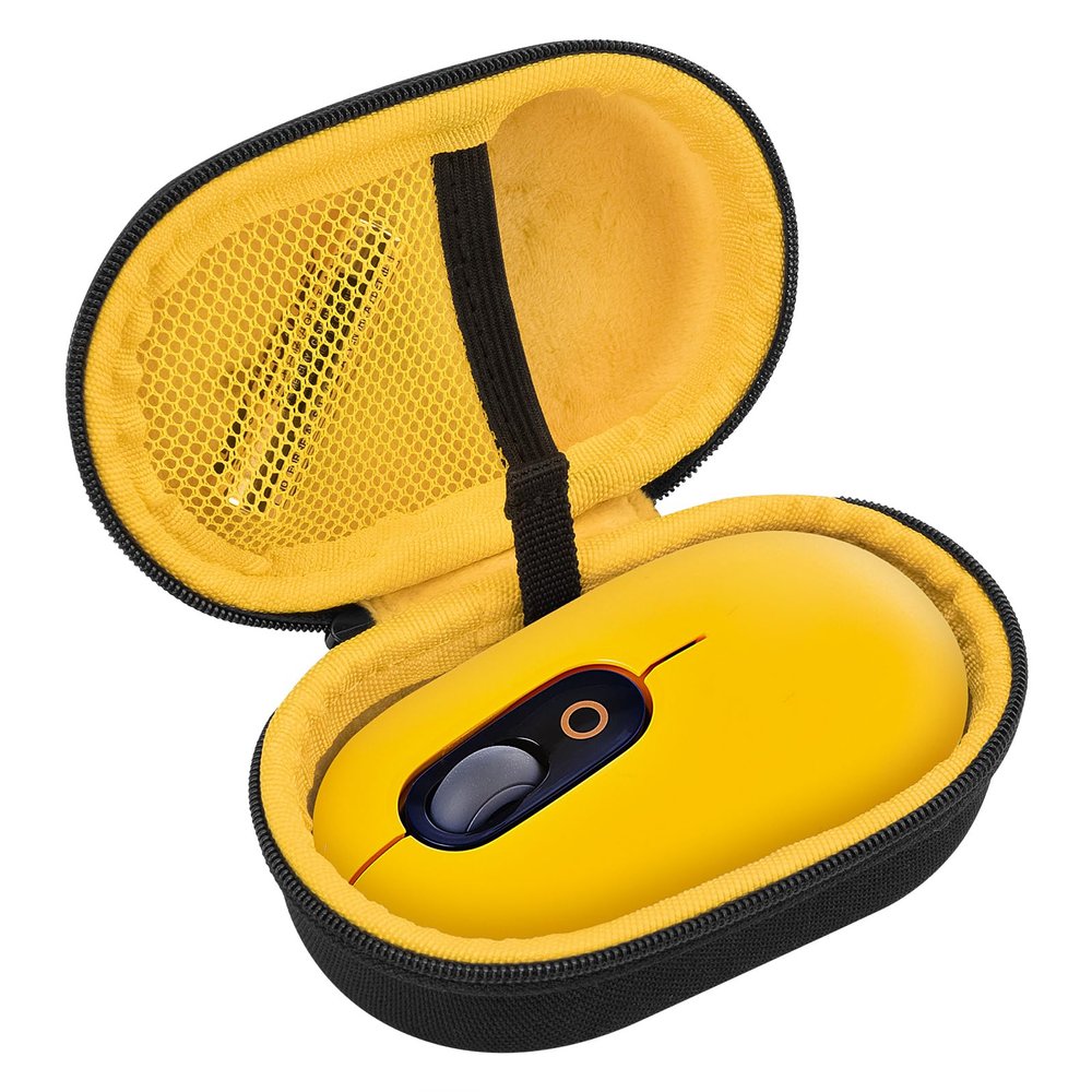 GEEKRIA Mouse Carrying Case, Hard Shell Protective Travel Bag Wireless Mouse Storage Bag, Compatible with Logitech POP Mouse (Blast Yellow)