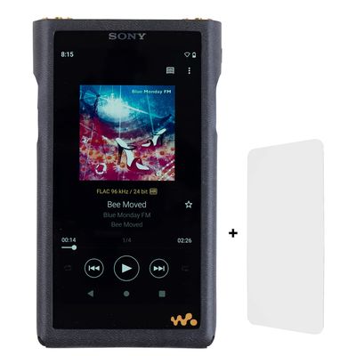 MITER Case for Sony NW-WM1AM2 / NW-WM1ZM2, Handmade Case Cover + a Screen Protector for WM1AM2 WM1ZM2 (Black)