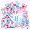 YongFoto Boy or Girl Gender Reveal Round Backdrop Cover 5ft Loving Heart Pink Blue Photography Background He or She Pregnancy Reveal Welcome New Baby on The Way Party Banner Photoshoot Props view 3
