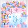 YongFoto Boy or Girl Gender Reveal Round Backdrop Cover 5ft Loving Heart Pink Blue Photography Background He or She Pregnancy Reveal Welcome New Baby on The Way Party Banner Photoshoot Props view 4