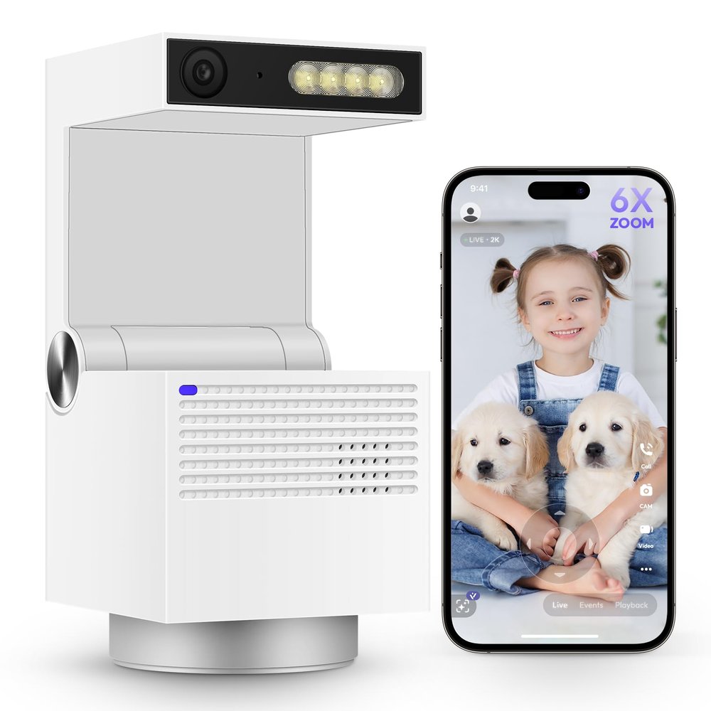psync Genie S 2.7K HD Indoor Security Camera with 6X Zoom, 2-Way Audio, Privacy Protection, Motion Tracking for Baby & Pet, 350 Pan & 135 Tilt, 64GB Local Storage, Compatible with Alexa