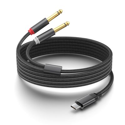 (10 Feet) USB C to Dual 6.35mm 1/4 inch Stereo Splitter Y Cable, USB Type C to Dual 6.35mm 1/4 inch TS Audio Cord for Smartphone, Tablet, Laptop Link Amplifier, Mixing Console Mixer, Skeaker.