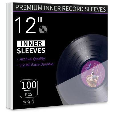 Vinyl Record Inner Sleeves, 100 Anti Static 12" LP Vinyl Inner Sleeves, Premium Protective Plastic Vinyl Sleeves Albums Covers for 33 RPM Record Protection Collection Storage Vinyl Lovers Gift
