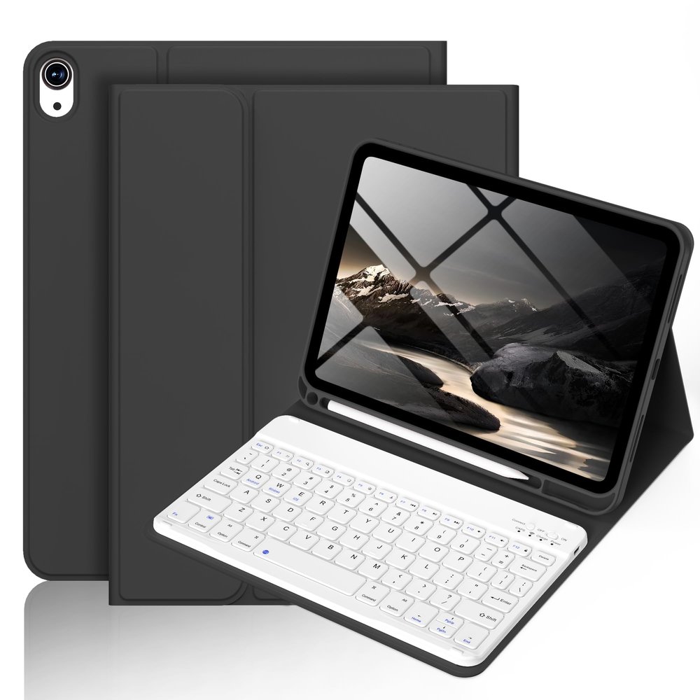 BQDIYOO Case for iPad 11th/10th Generation with Keyboard, 11 inch A16/10.9" iPad 10 Case (2025/2022) with Pencil Holder, Wireless Keyboard and Slim Lightweight Soft Cover Auto Wake/Sleep, Black