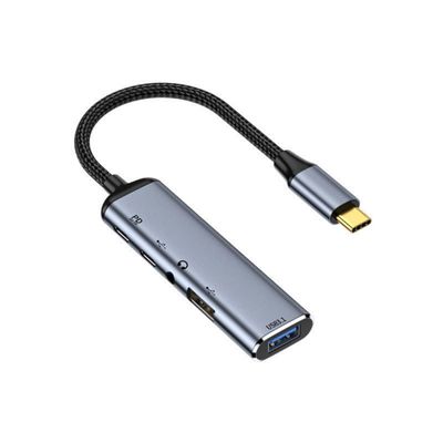JORINDO Type-C to USB3.1 5-in-1 USB-C Hub Converter,Type-c Male to usb2.0+Type-c2.0+PD 100W Fast Charging Port+Earphone 3.5MM Port Adapter for Tablet & Phone & Lapt (Type-C to USB3.1 5 in 1 Adapter)