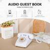FiayaCom Audio Guest Book Wedding Phone,32GB Memory Customized Audio Messages, Volume Adjustable, with Message Replay Feature, Suitable for All Kinds of Party(Art Deco, Fresh-Beige) view 3