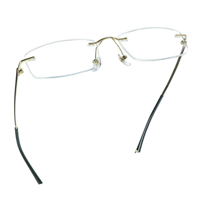 LifeArt Pure Titanium Frame Glasses/Blue Light Blocking Reading Glasses, Reduce Eyestrain, Stylish for Men and Women(Gold,+1.50 Magnification)