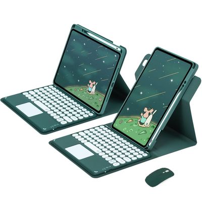 720 Rotating Keyboard Case for for iPad 9th 8th 7th Generation 10.2-inch 2021/2020/2018, iPad Air 3 2019, 2017, iPad Pro 10.5-inch Detachable Clear Back Cover with Touchpad Wireless Mouse (Green)