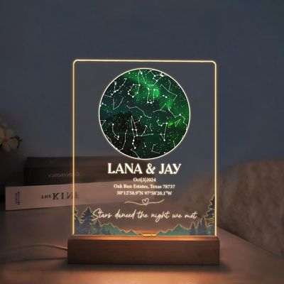 Custom The Night We Met Star Map Night Lights - Personalized Anniversary Christmas Valentine's Day Couples Gift - Engagement Wedding Gift (NL Star Map A1)